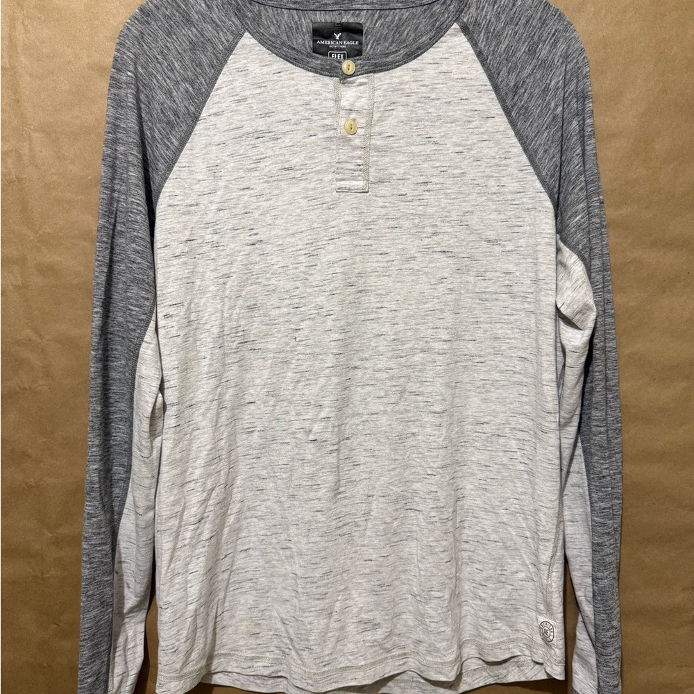 American Eagle Outfitters Gray and White Long Sleeve Tees